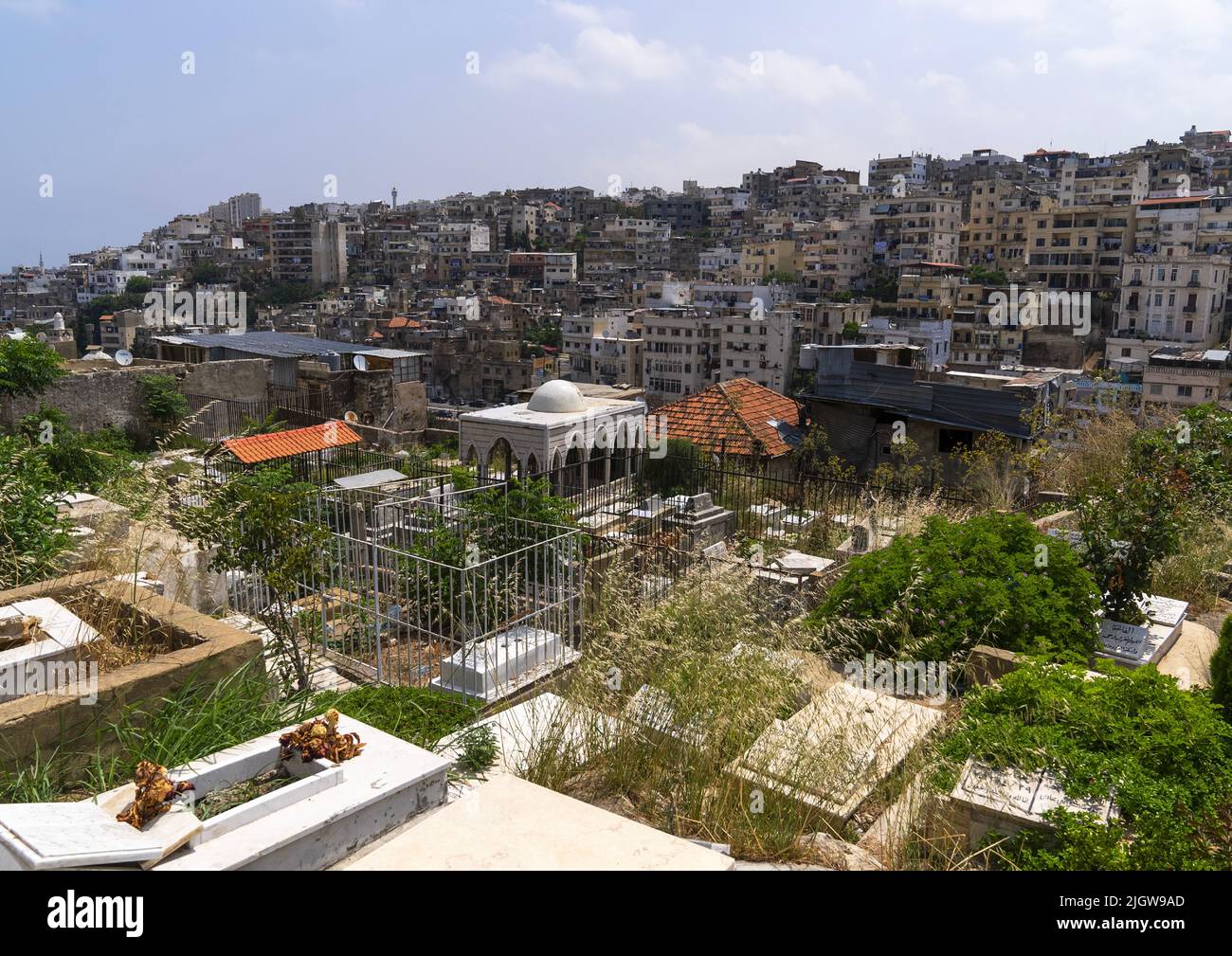 Cemetery in front of the city, North Governorate, Tripoli, Lebanon Stock Photo
