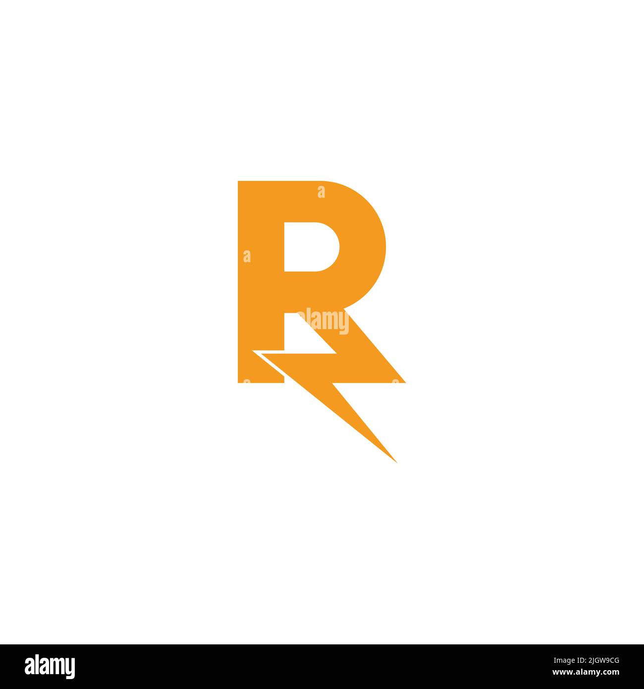 letter r thunder shape simple technology power symbol logo vector Stock ...