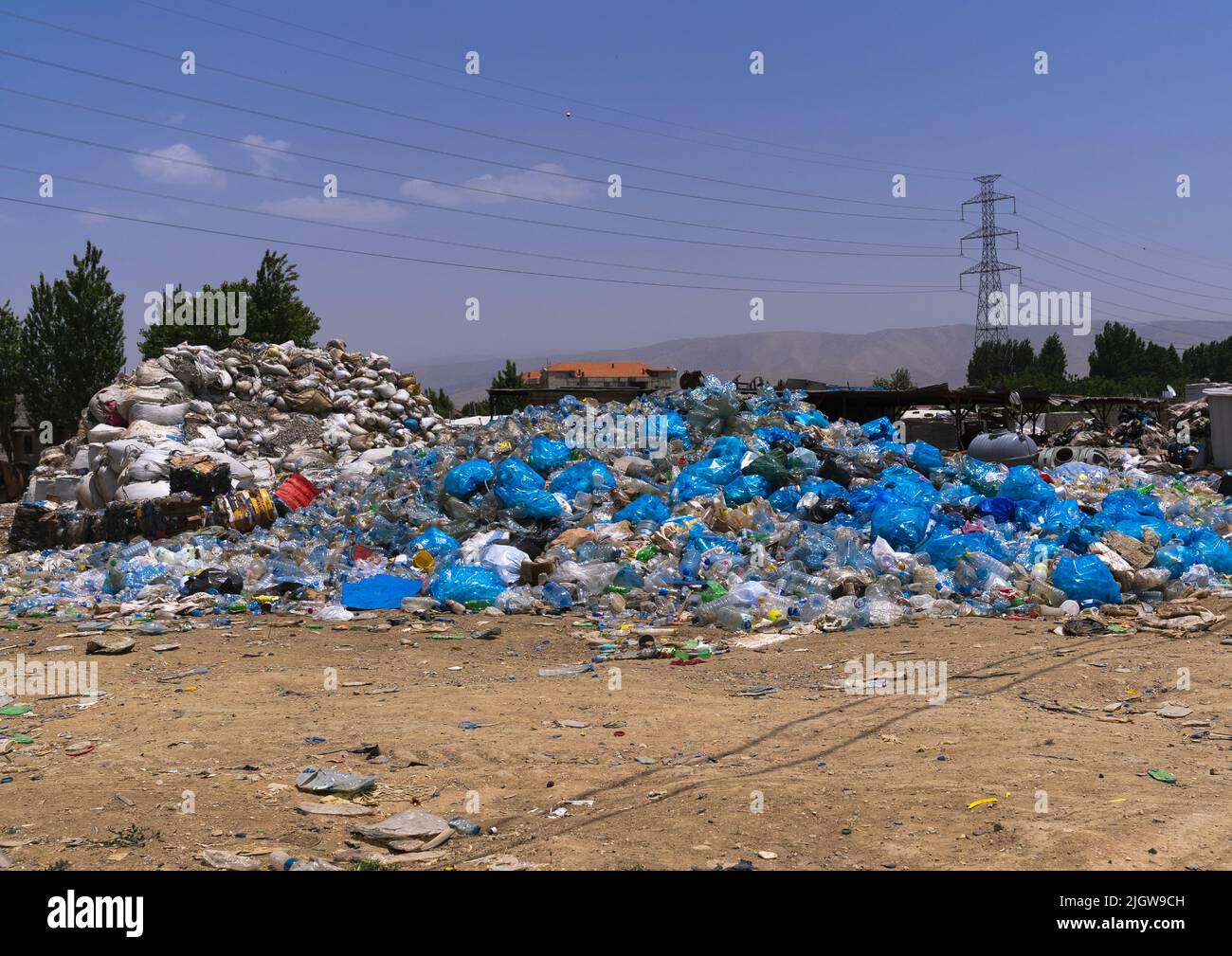 Rubbish in plastic bags, Beqaa Governorate, Rayak, Lebanon Stock Photo