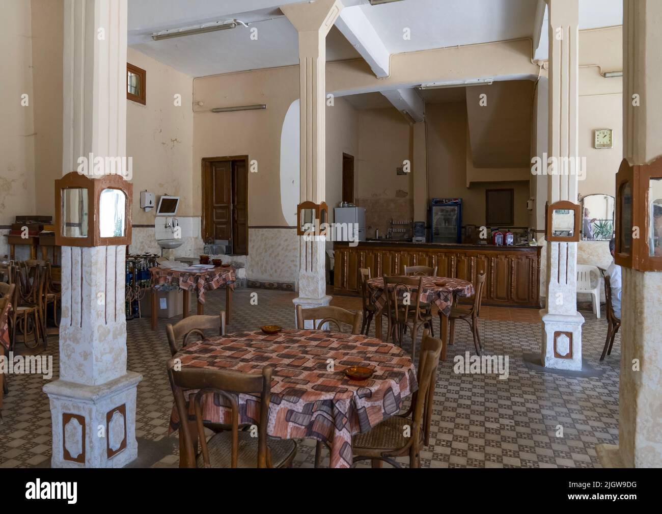 Empty restaurant during economic crisis, North Governorate, Hasroun, Lebanon Stock Photo