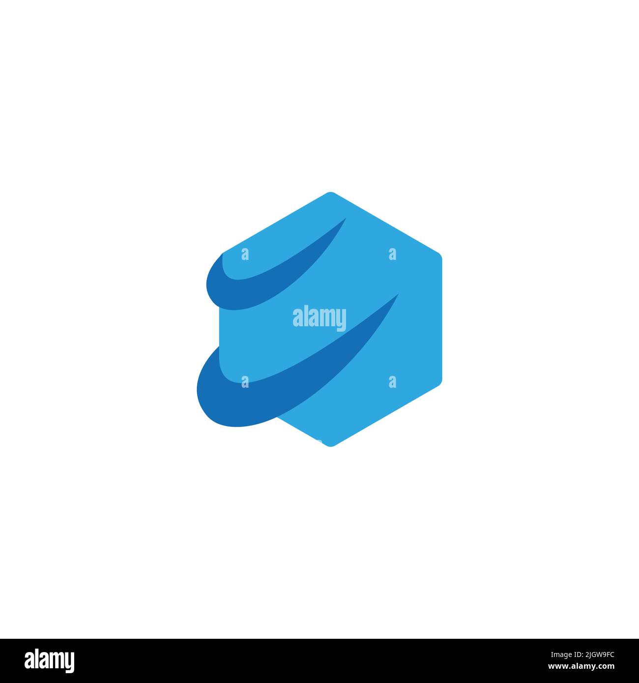 blue hexagonal curves object motion abstract logo vector Stock Vector ...