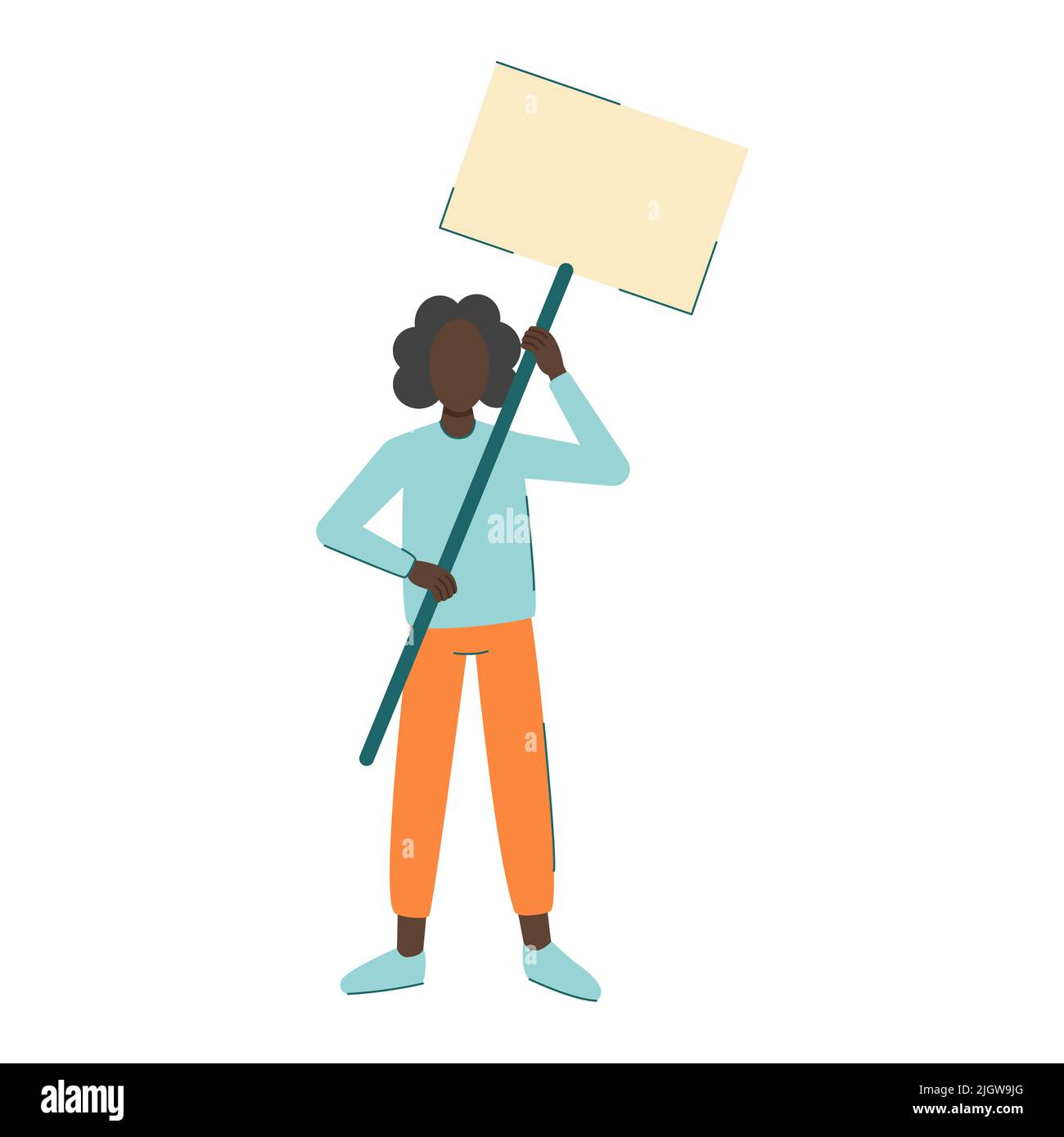 Black woman with banner protests Stock Vector