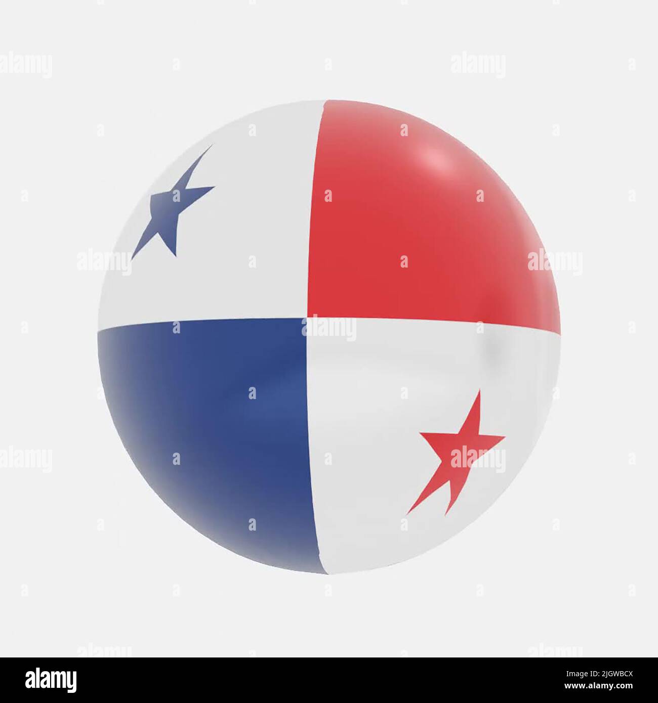 3d render of globe in Panama flag for icon or symbol. Stock Photo