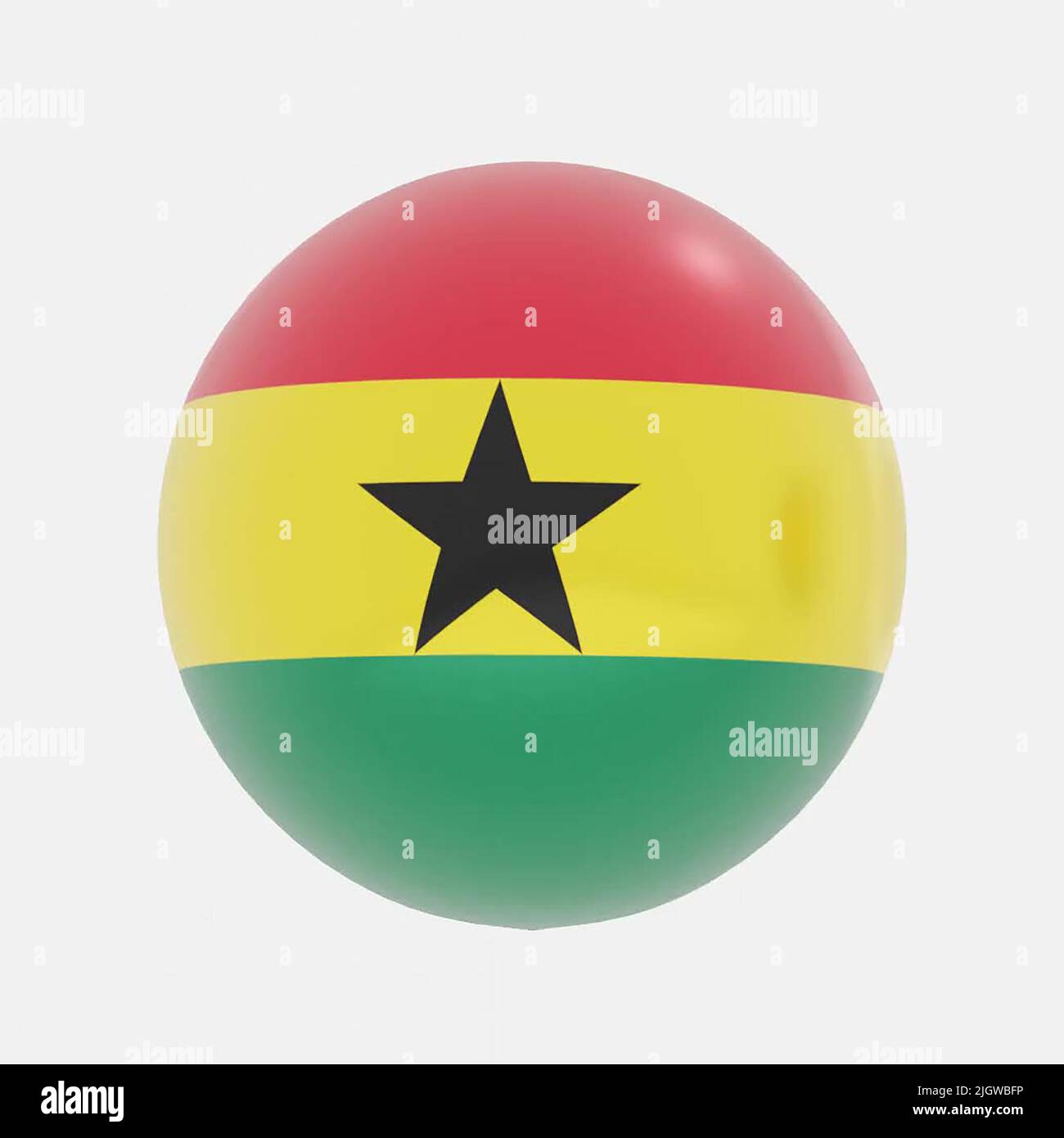 3d render of globe in Ghana flag for icon or symbol. Stock Photo