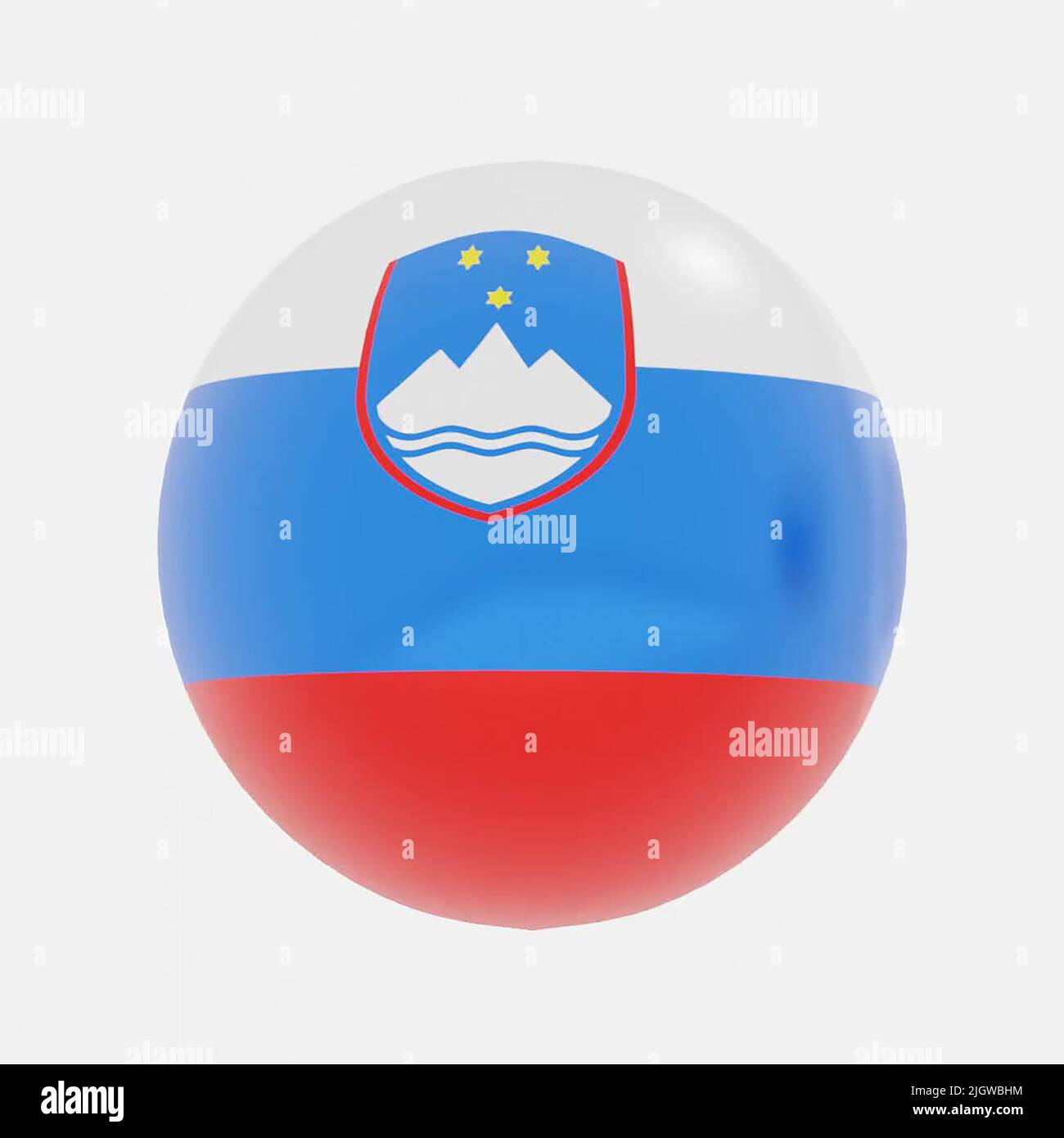 3d render of globe in Slovenia flag for icon or symbol. Stock Photo
