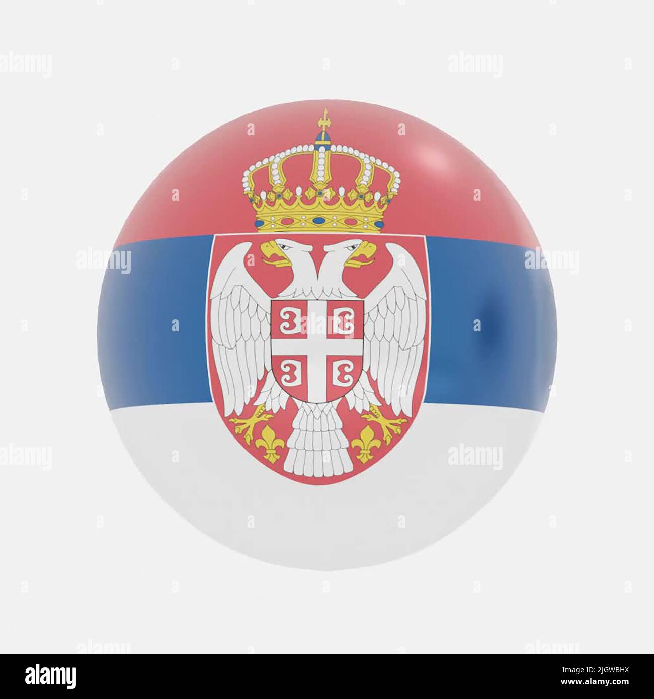 3d render of globe in Serbia flag for icon or symbol. Stock Photo