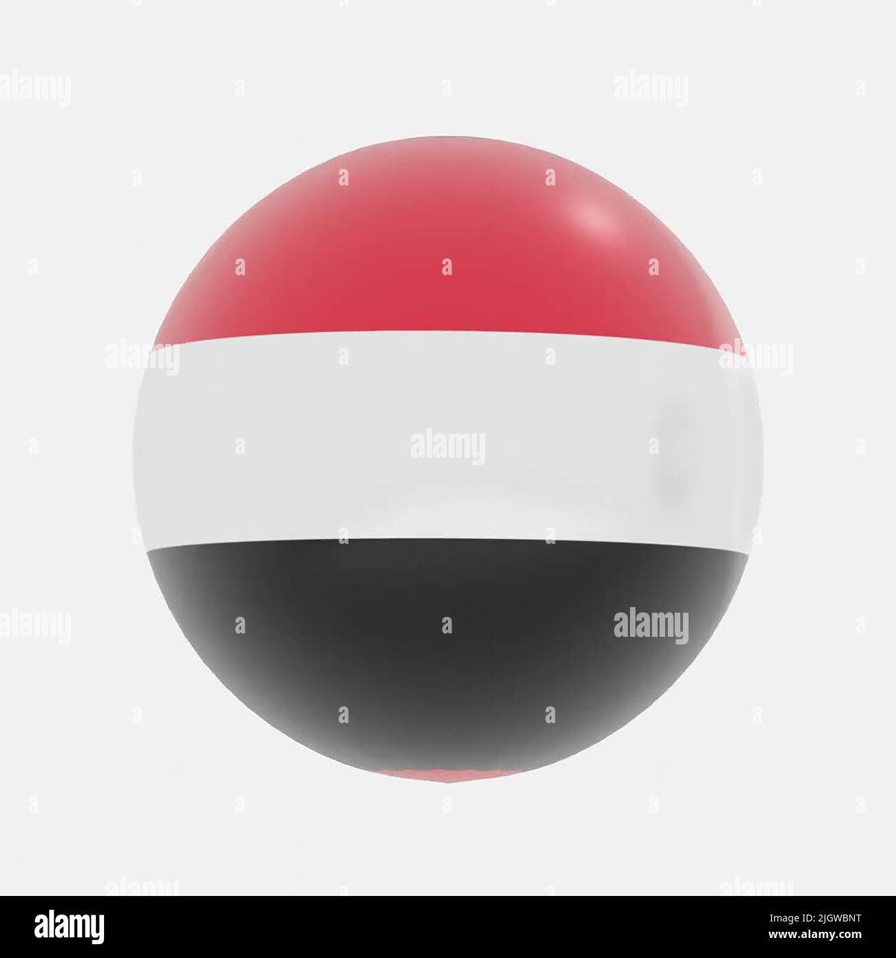 3d render of globe in Yemen flag for icon or symbol. Stock Photo