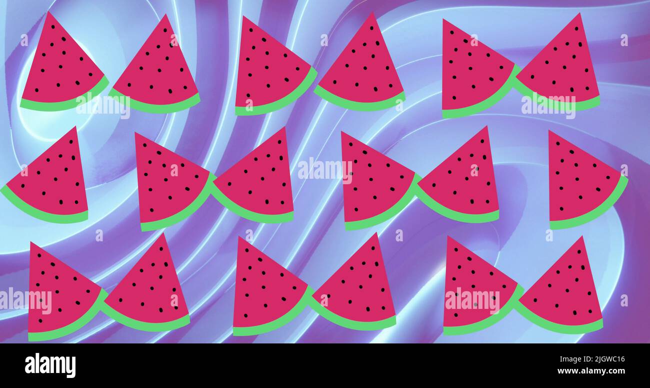 Image of watermelon over shapes on blue background Stock Photo - Alamy