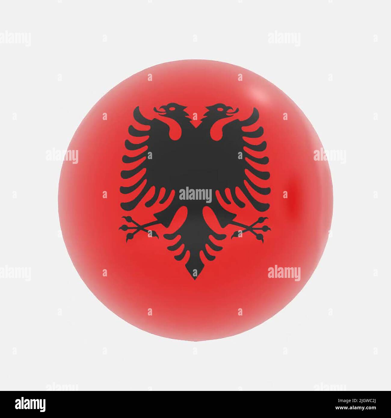3d render of globe in Albania flag for icon or symbol. Stock Photo