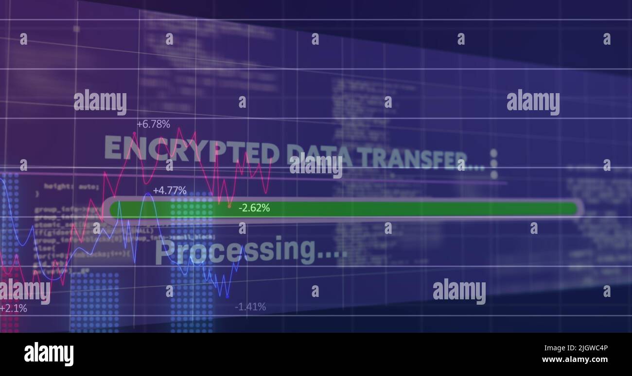 Image of data processing over grid Stock Photo