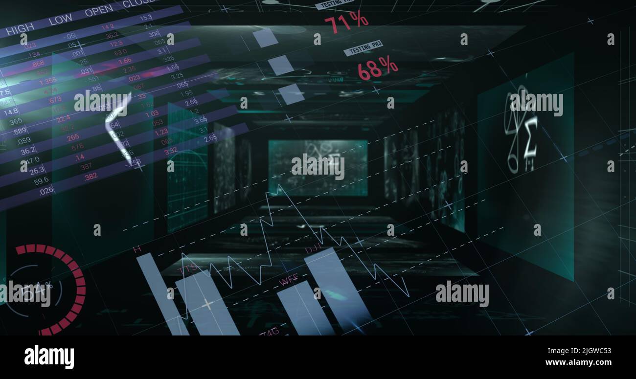 Image of statistics and data processing on screens Stock Photo - Alamy