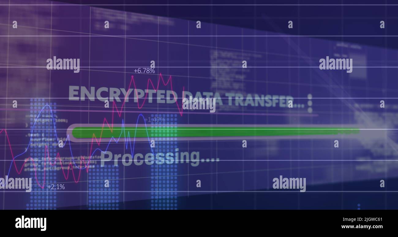 Image of data processing over grid Stock Photo