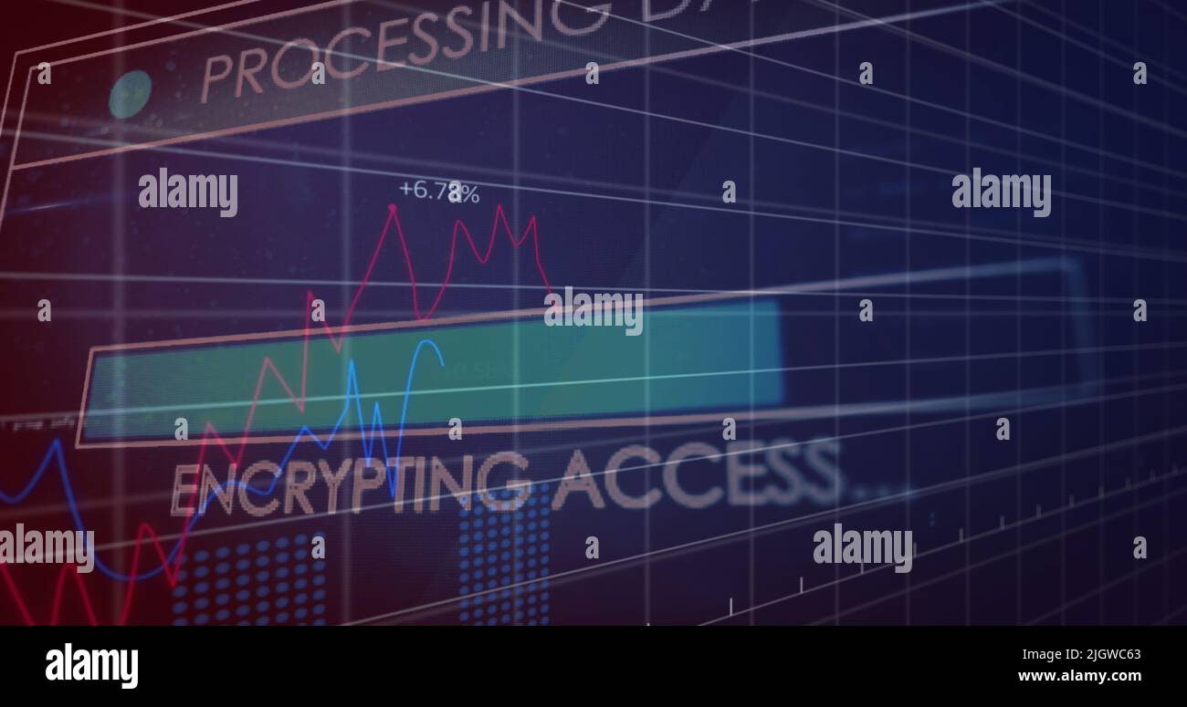 Image of data processing over grid Stock Photo
