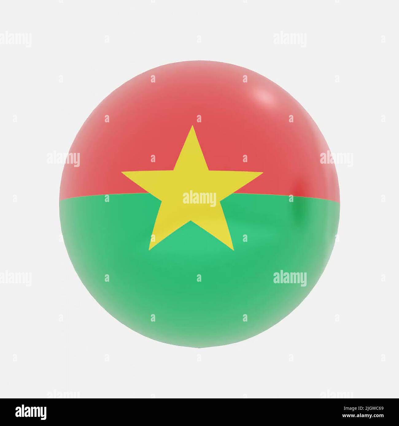 3d render of globe in Burkina Faso flag for icon or symbol. Stock Photo