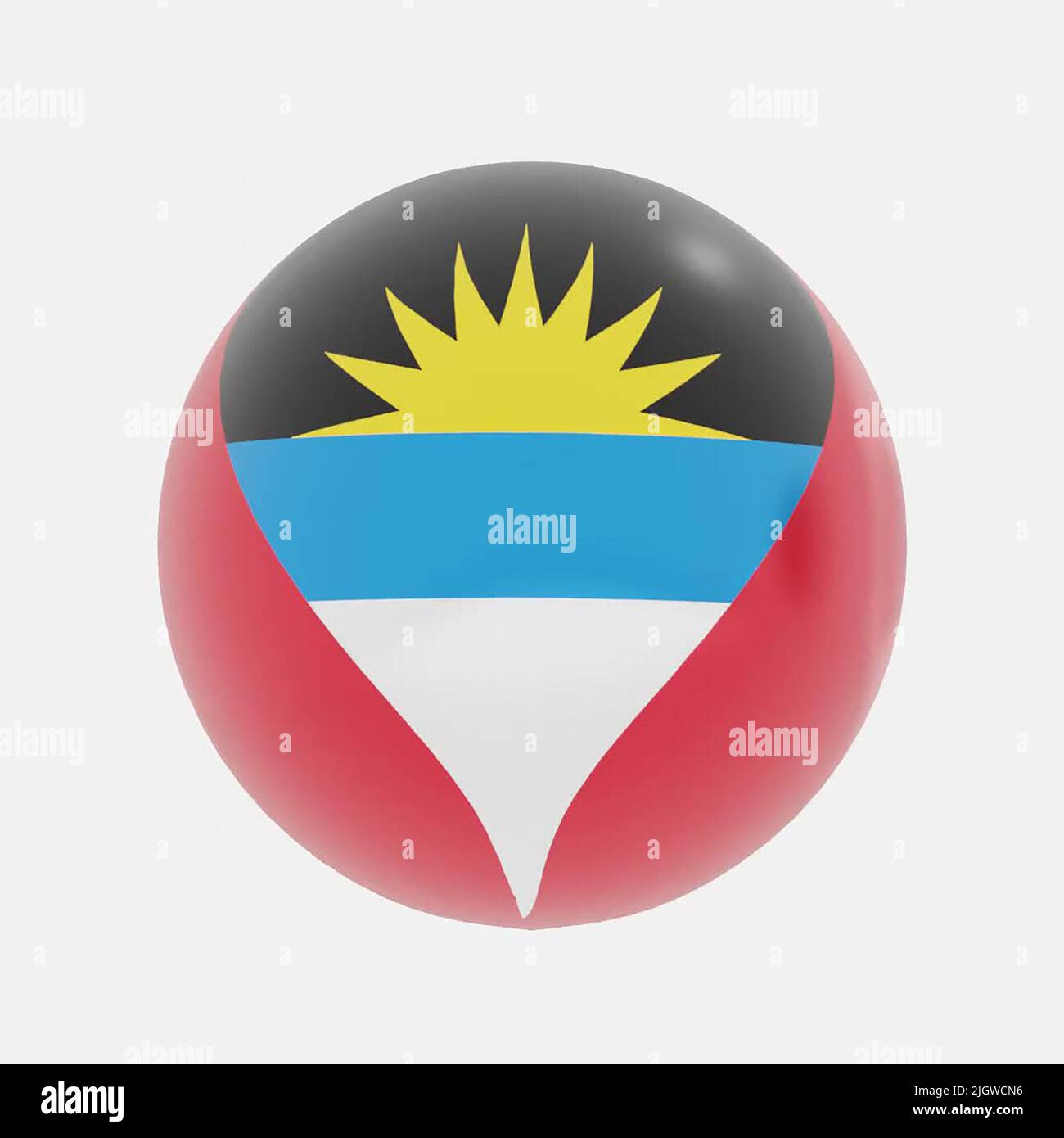 3d render of globe in Antigua and Barbuda flag for icon or symbol Stock