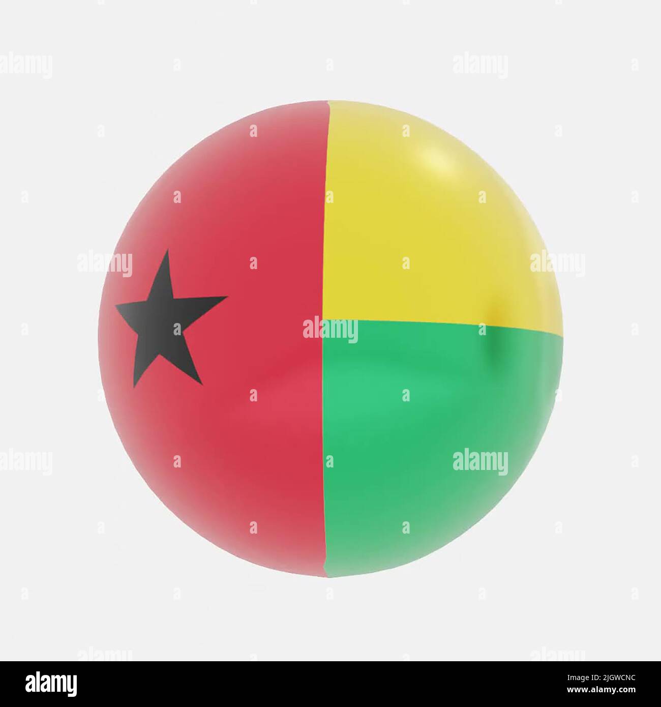 3d render of globe in Guinea Bissau flag for icon or symbol Stock Photo