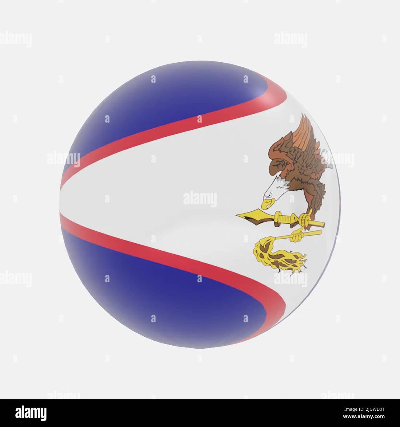 3d render of globe in American Samoa flag for icon or symbol. Stock Photo