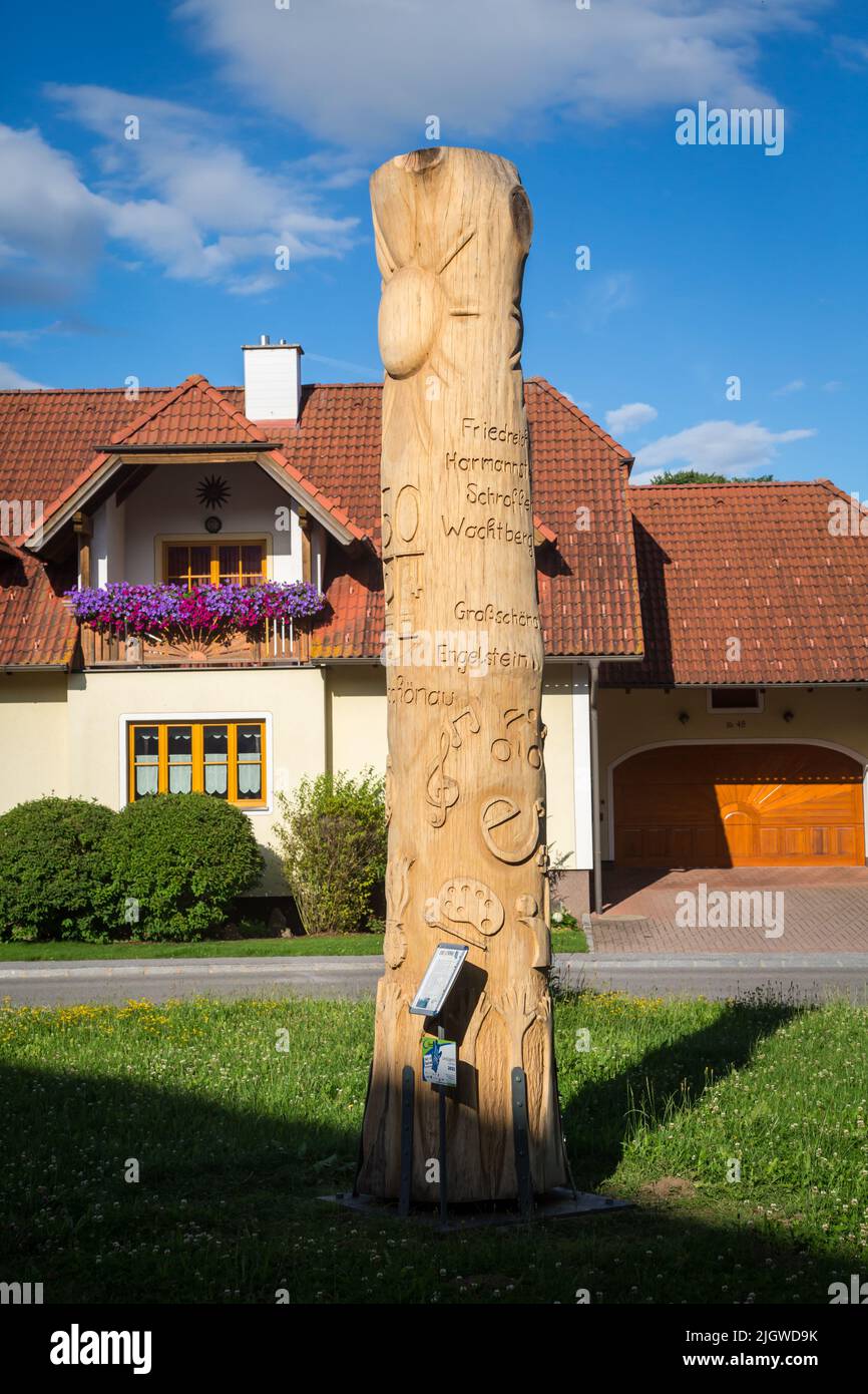 Carved wood figure in Großschönau, Waldviertel, Austria Stock Photo