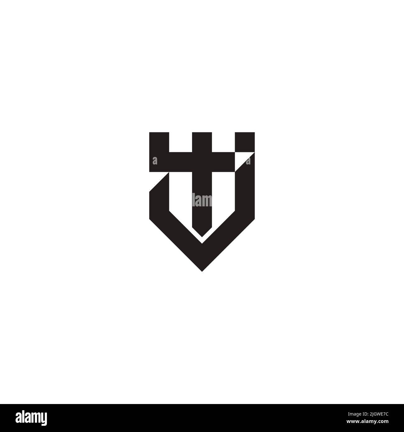letter tj shield sword simple geometric logo vector Stock Vector