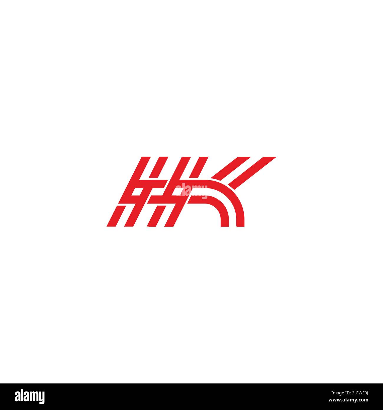 letter hk linked stripes overlap lines logo vector Stock Vector