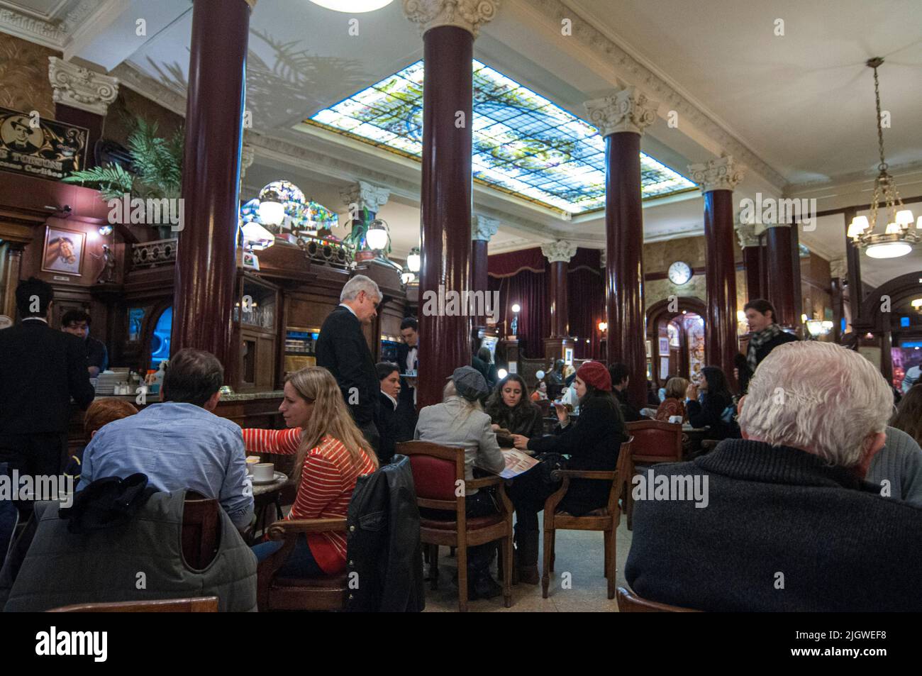 The crowded interior of the Cafe Tortoni in Buenos Aires, Argentina Stock Photo