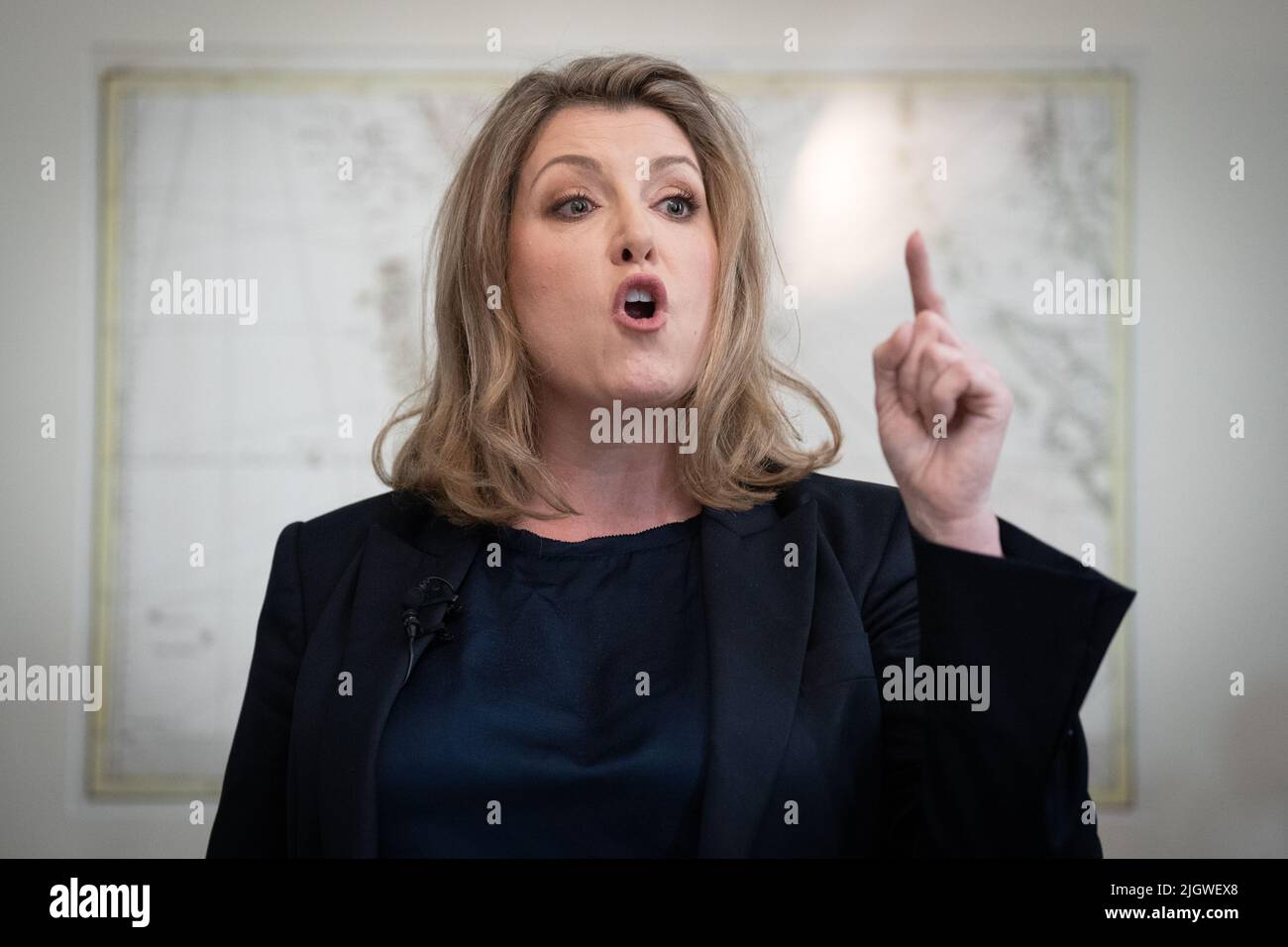 Penny Mordaunt at the launch of her campaign to be Conservative Party leader and Prime Minister, at the Cinnamon Club, in Westminster, London. Picture date: Wednesday July 13, 2022. Stock Photo