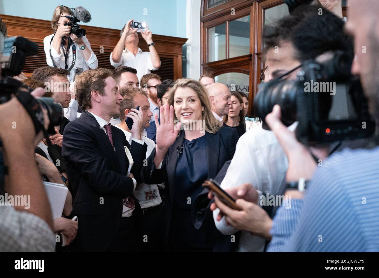 Penny Mordaunt at the launch of her campaign to be Conservative Party leader and Prime Minister, at the Cinnamon Club, in Westminster, London. Picture date: Wednesday July 13, 2022. Stock Photo