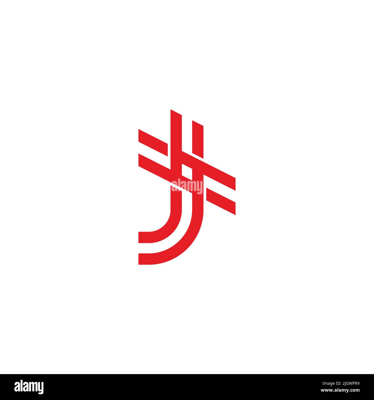 letter j t simple stripes line linked logo vector Stock Vector