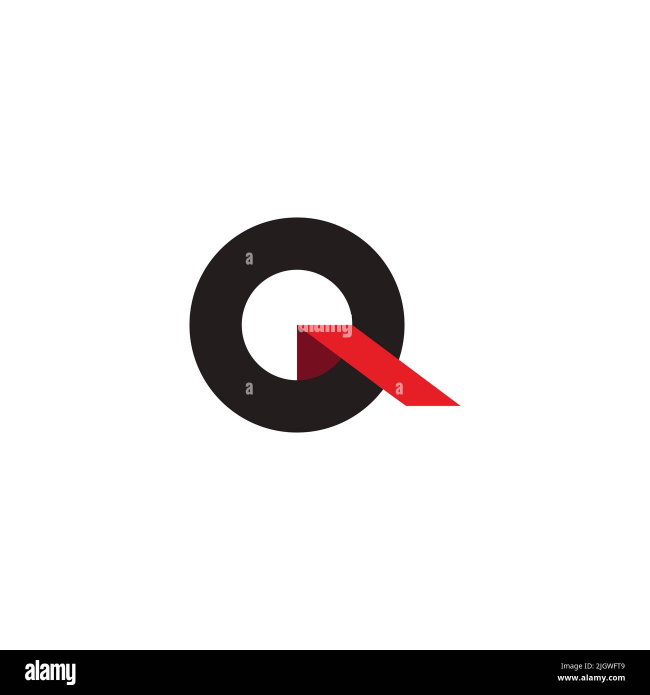 letter q arrow ribbon simple 3d shadow flat logo vector Stock Vector