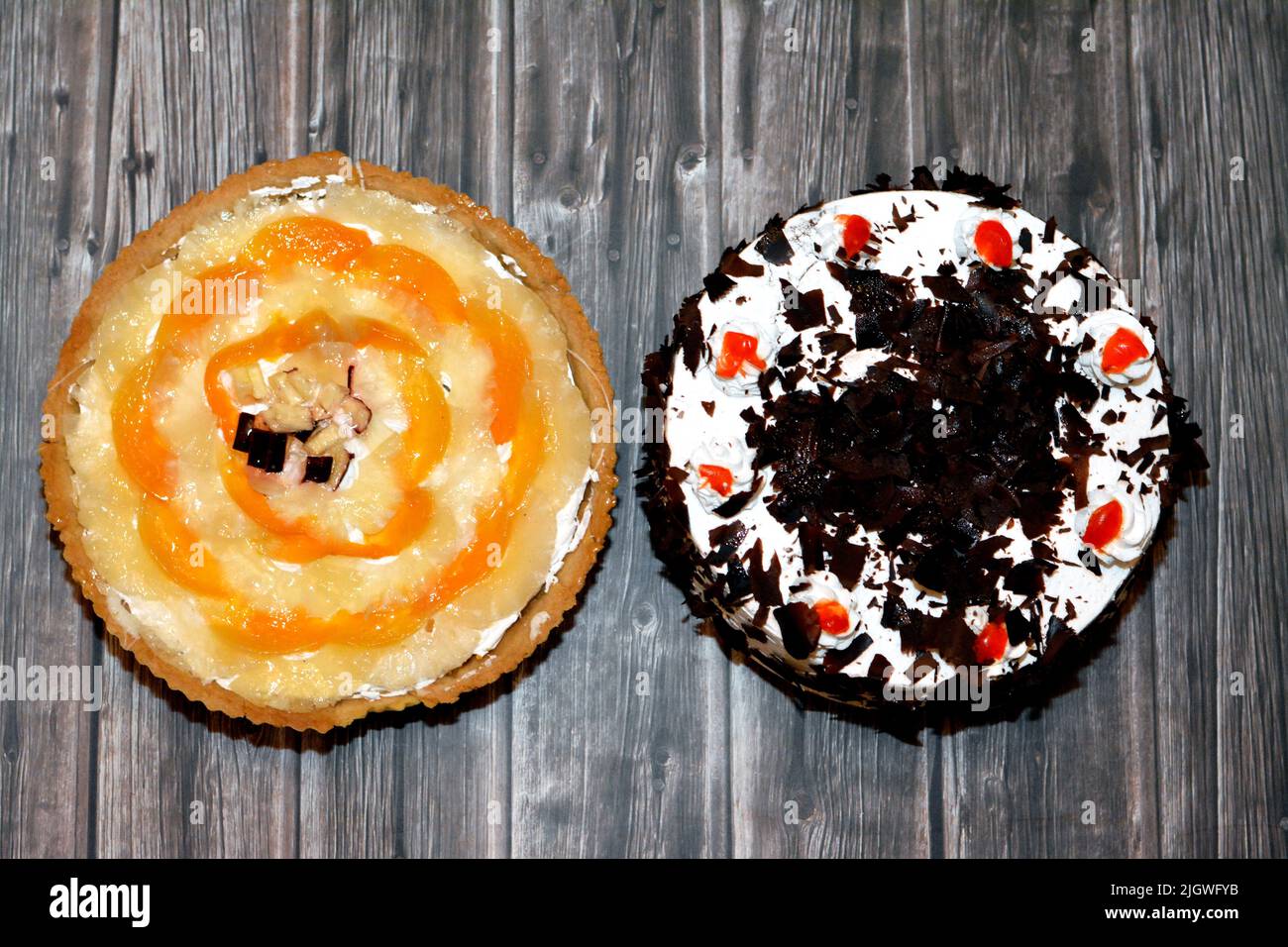 A black forest cake, a chocolate sponge cake, soaked with cherry syrup