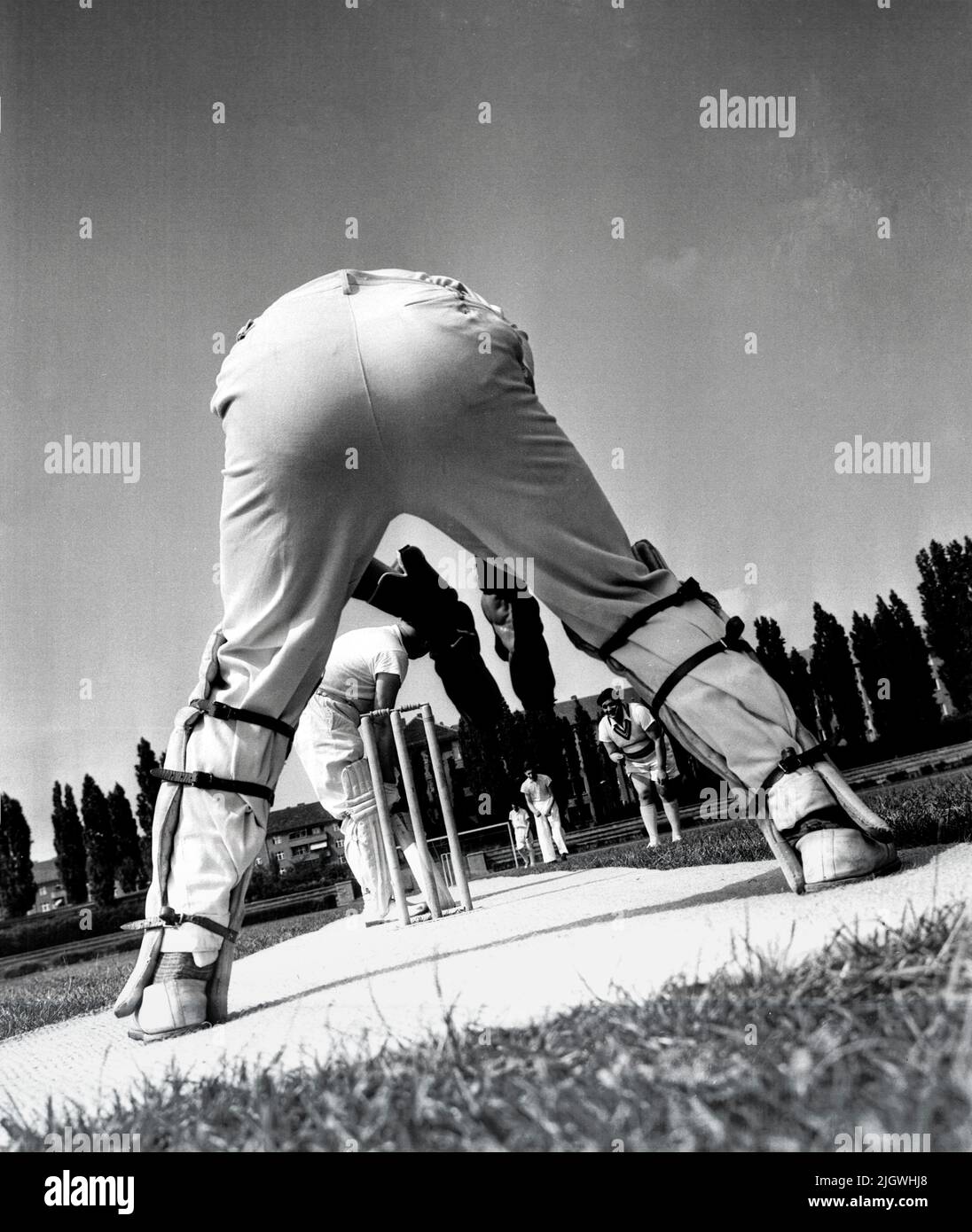 Berliner Kricketer begannen wieder - Original-Bildunterschrift: Mit