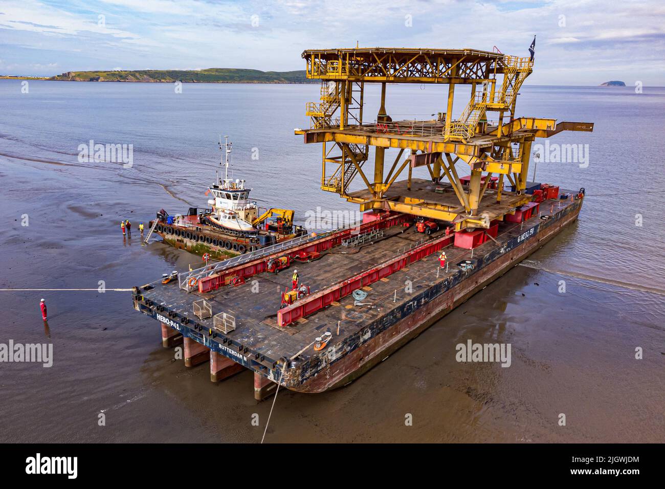 See Monster, a decommissioned North Sea offshore platform that is set to become one of the UK's largest public art installations, arrives in Weston-super-Mare, in North Somerset. Picture date: Wednesday July 13, 2022. Stock Photo