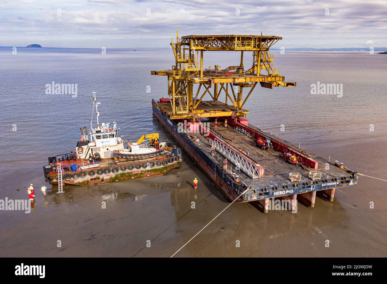 See Monster, a decommissioned North Sea offshore platform that is set to become one of the UK's largest public art installations, arrives in Weston-super-Mare, in North Somerset. Picture date: Wednesday July 13, 2022. Stock Photo