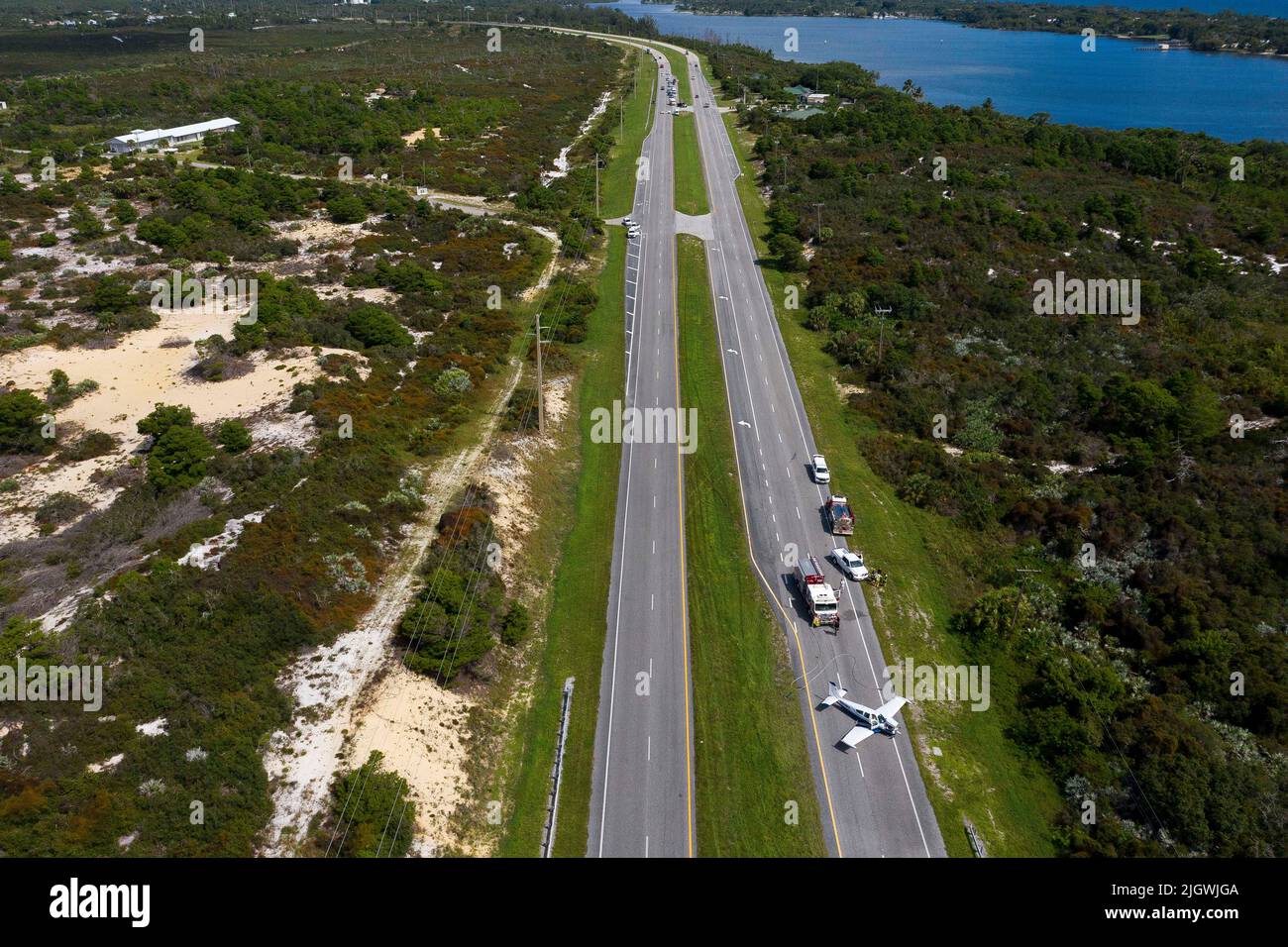 August 23, 2019, Hobe Sound, Florida, USA A plane sits in the