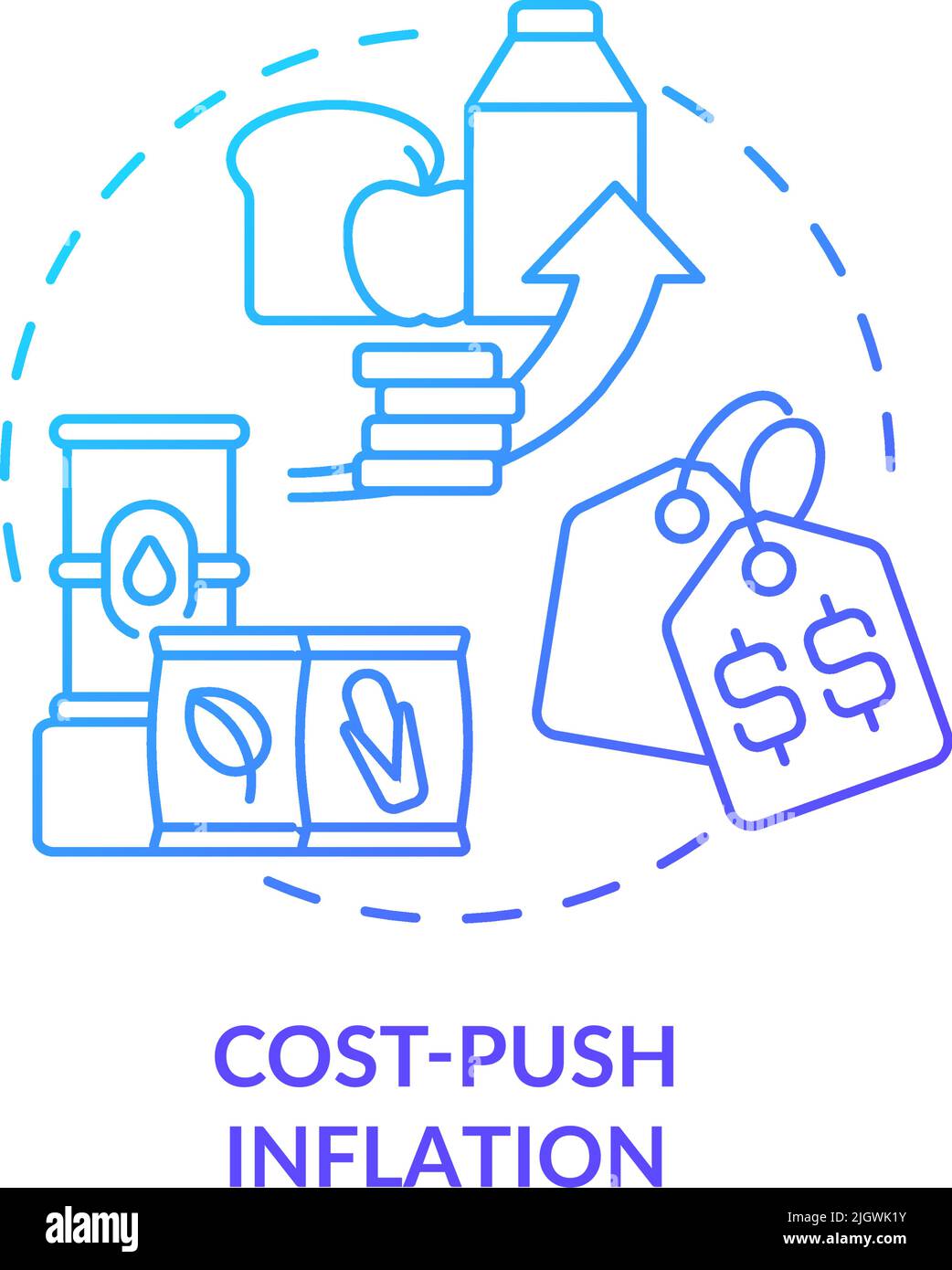 Cost push inflation blue gradient concept icon Stock Vector Image & Art ...