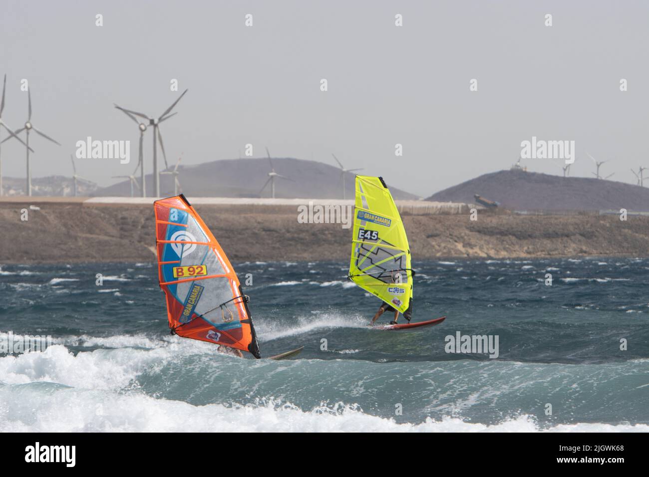Gran Canaria Espa a Julio 15 2022 Windsurfers Enjoy Windy Winter 