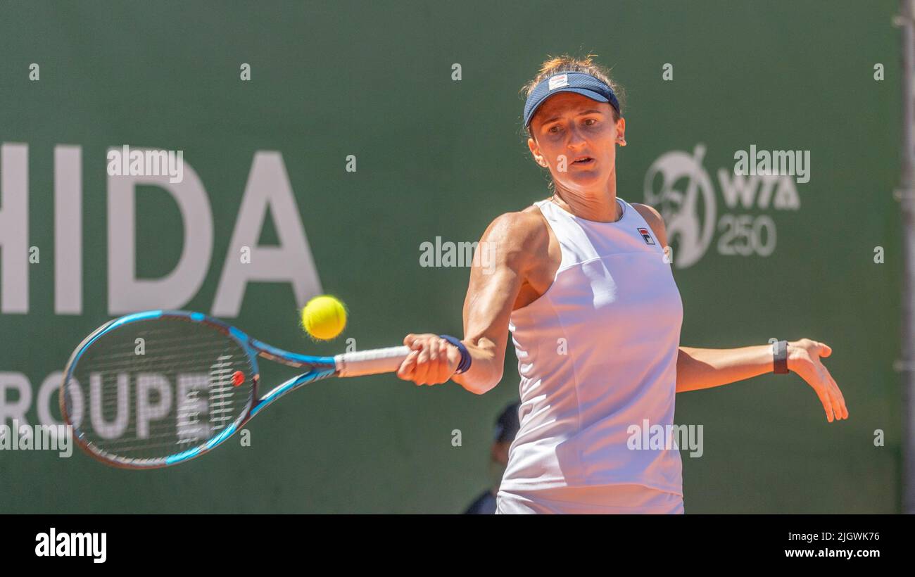 Lausanne Switzerland, 07/13/2022: Irina-Camelia Begu of Romania  is in action during Lausanne 2022 tennis tournament WTA 250. 16th final of the Lausanne 2022 tennis tournament WTA 250. Credit: Eric Dubost/Alamy Live News Stock Photo