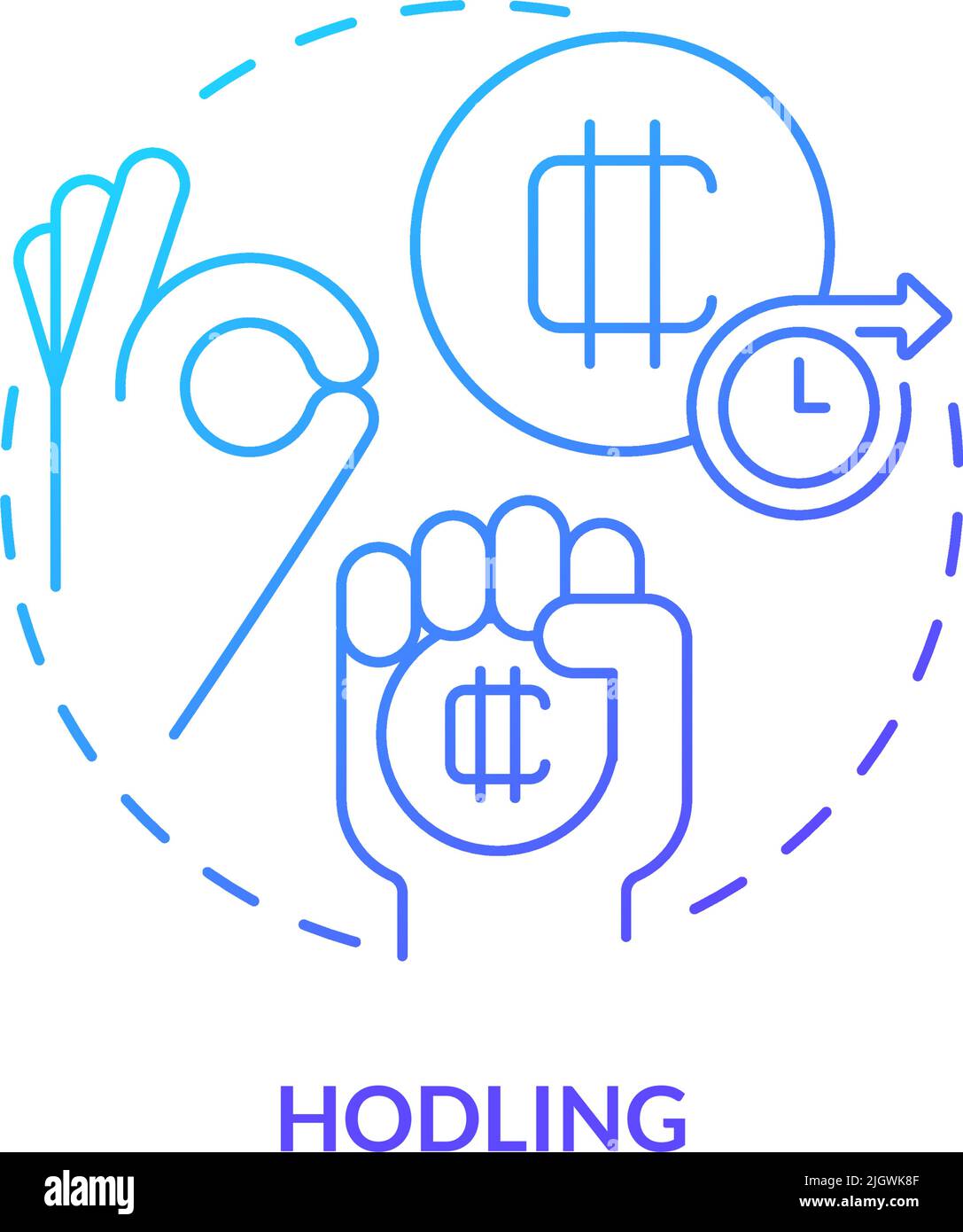 HODLing blue gradient concept icon Stock Vector