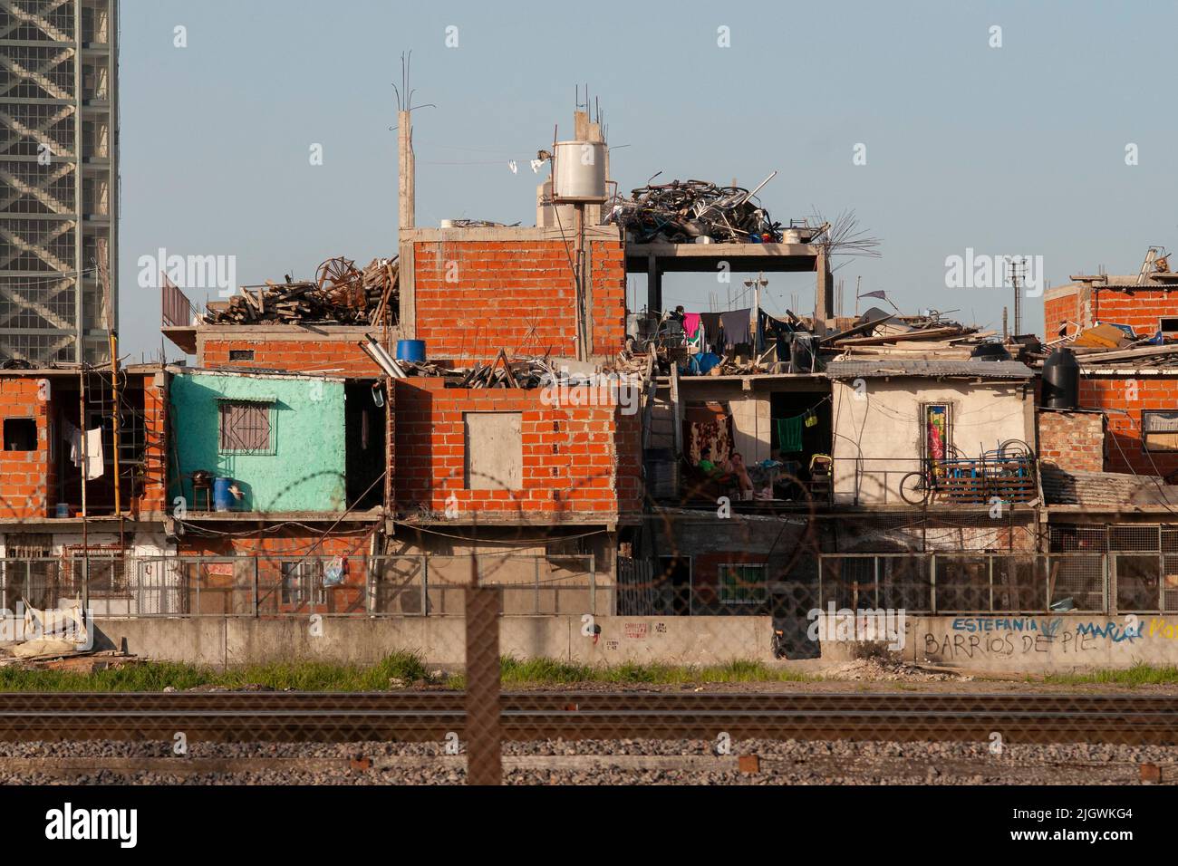 The Villa 31 (31 Slum) in Buenos Aires, Argentina seen from a