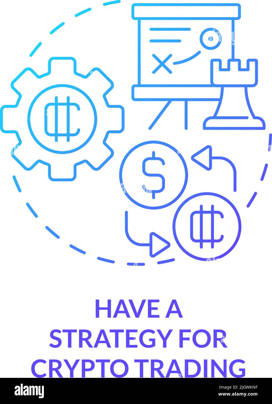 Have strategy for crypto trading blue gradient concept icon Stock Vector