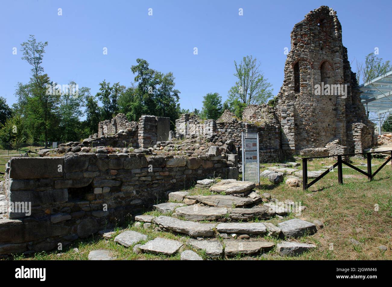 Europe, Italy, Lombardy, Varese countryThe archaeological area of Castelseprio with the ruins of a village destroyed in the 13th century. Unesco - Wor Stock Photo