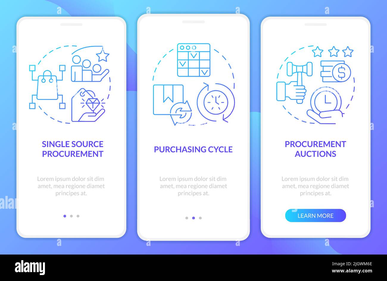 Effective purchasing strategies blue gradient onboarding mobile app screen Stock Vector