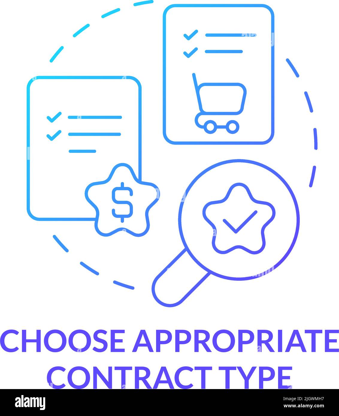 Choose appropriate contract type blue gradient concept icon Stock Vector