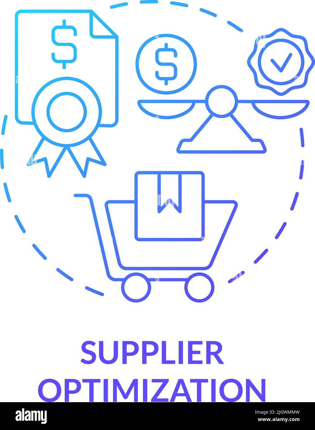 Supplier optimization blue gradient concept icon Stock Vector