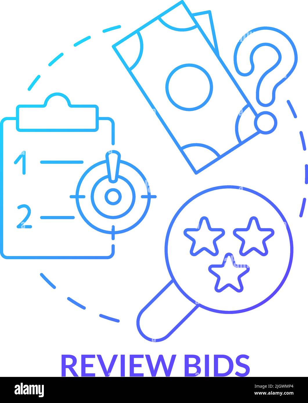 Review bids blue gradient concept icon Stock Vector