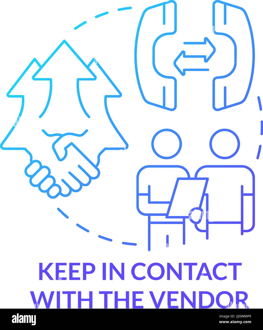 Keep in contact with vendor blue gradient concept icon Stock Vector