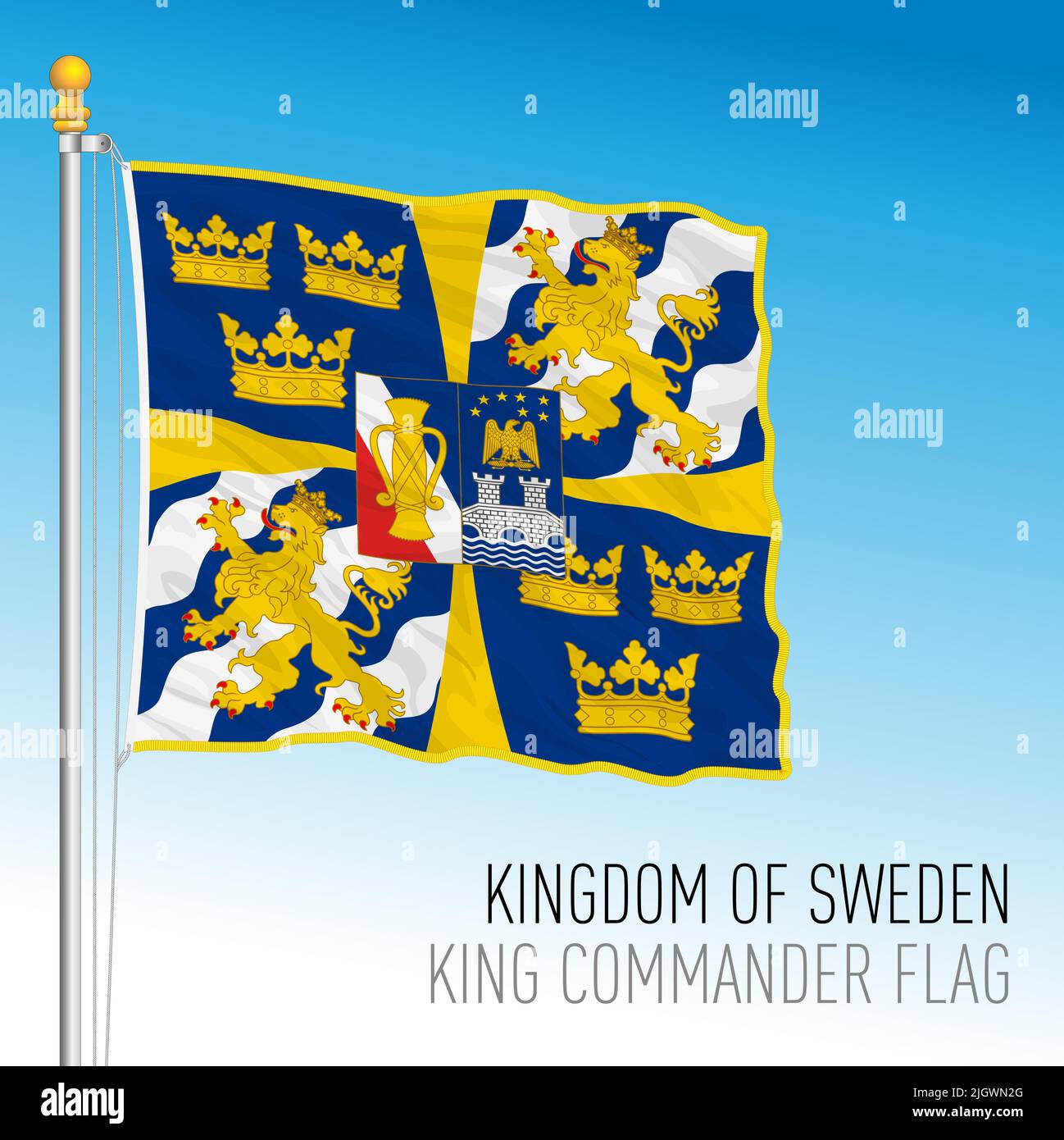 Swedish flag of the King, Sweden, European Union, vector illustration Stock Vector