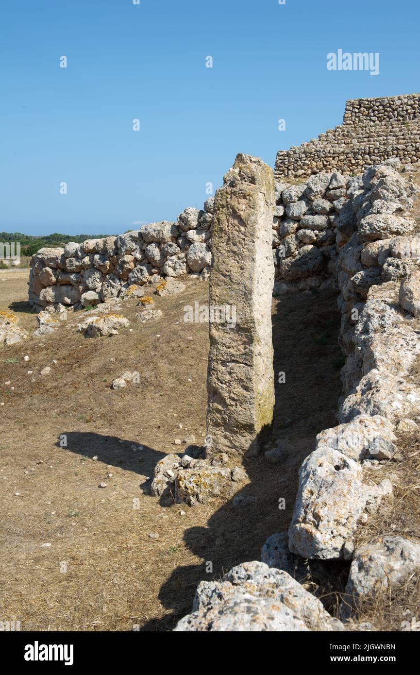 6 june 2021 - Europa, Italy, Sardinia Prehistoric altar Monte d'Accoddi is megalithic monument in Sassari,  Ruins of ancient step pyramid and a menhir Stock Photo