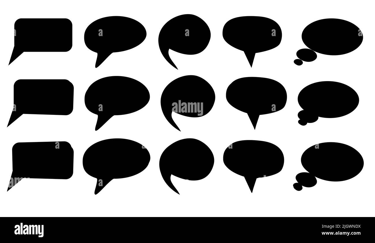 Set icons of black silhouette empty speech bubbles isolated on white ...