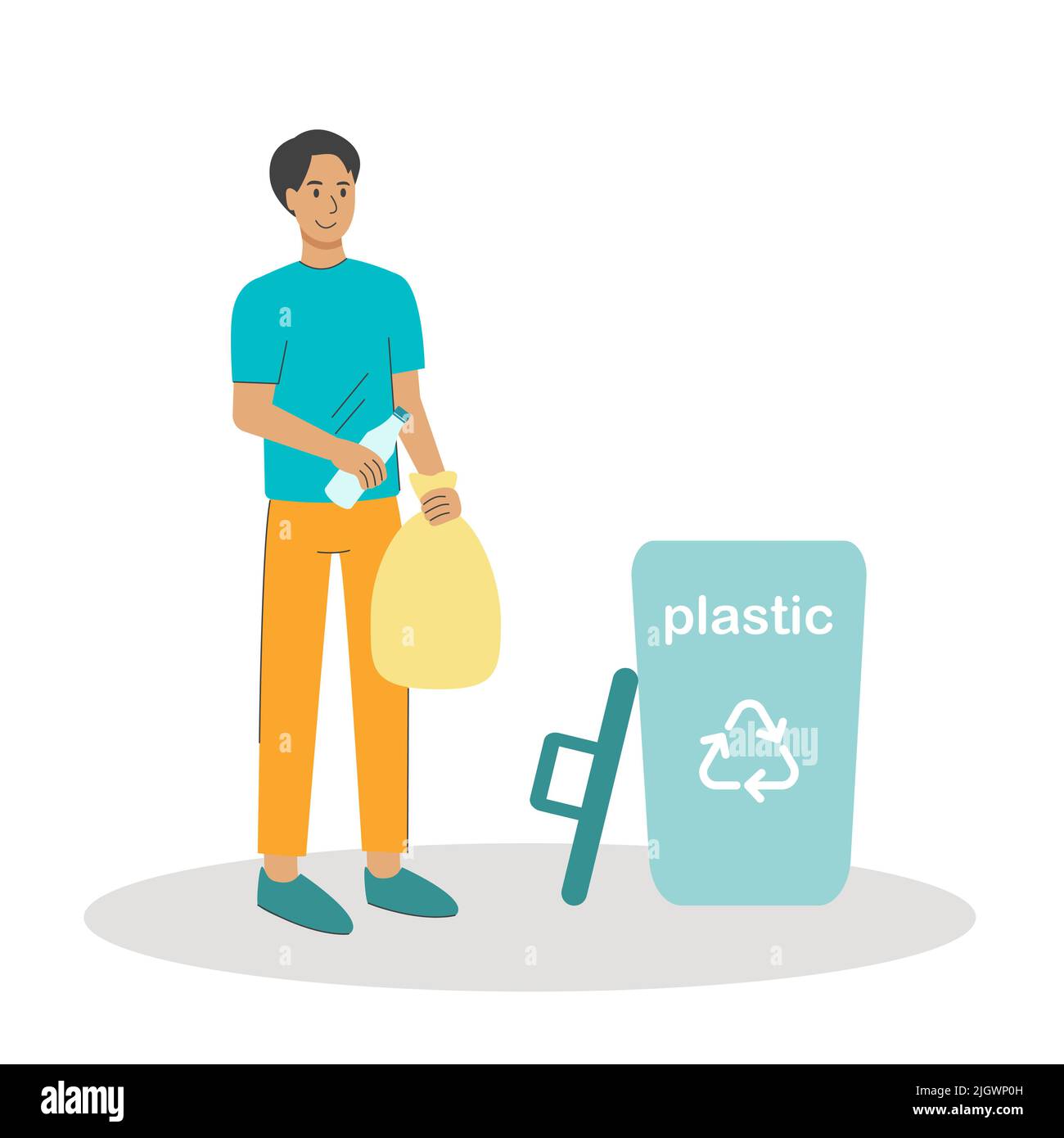 Man throws garbage into container Stock Vector Image & Art Alamy